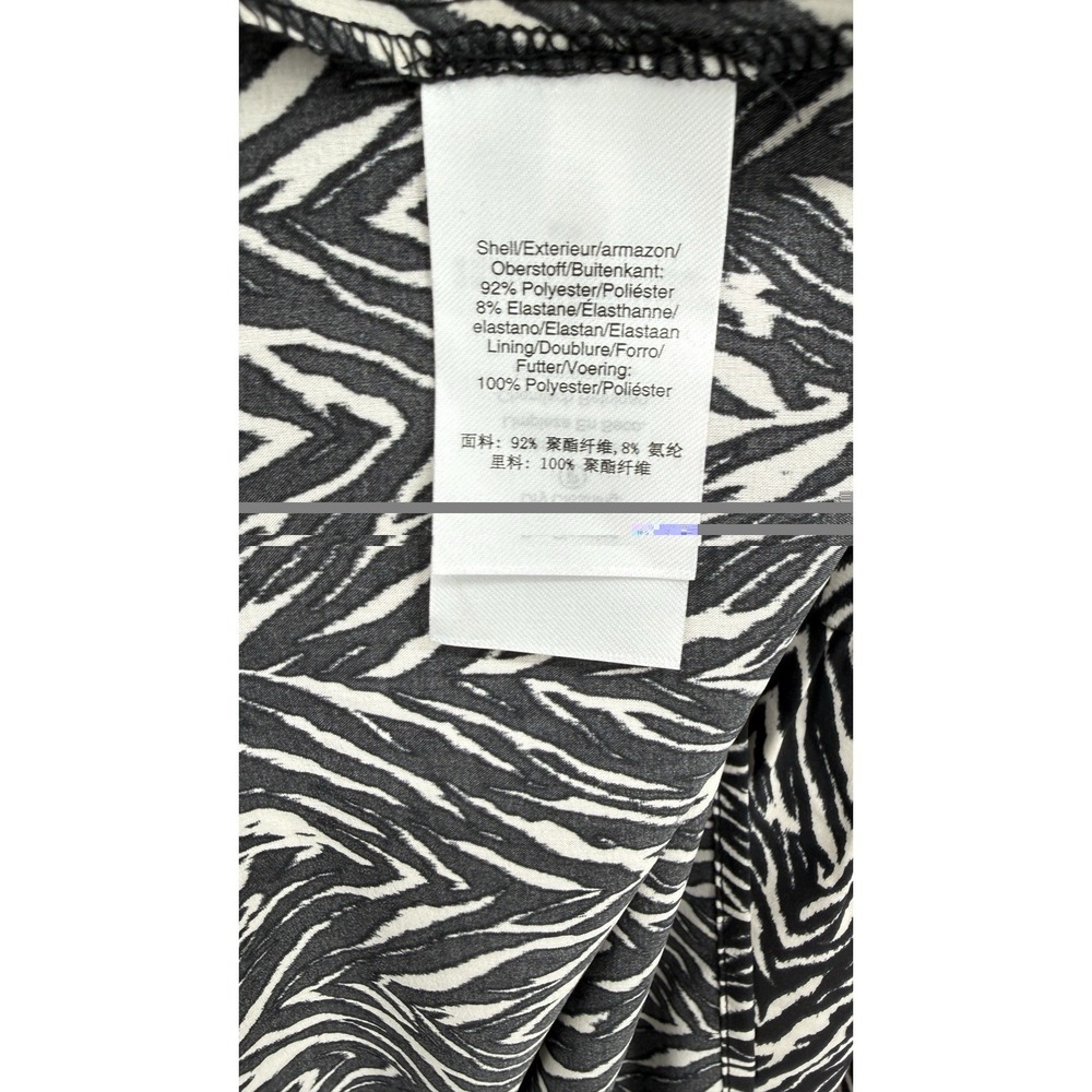 DKNY Zebra Print Midi Dress 6P Petite NWT Belted Black Ivory 3/4 Sleeve Stretch - Picture 8 of 11